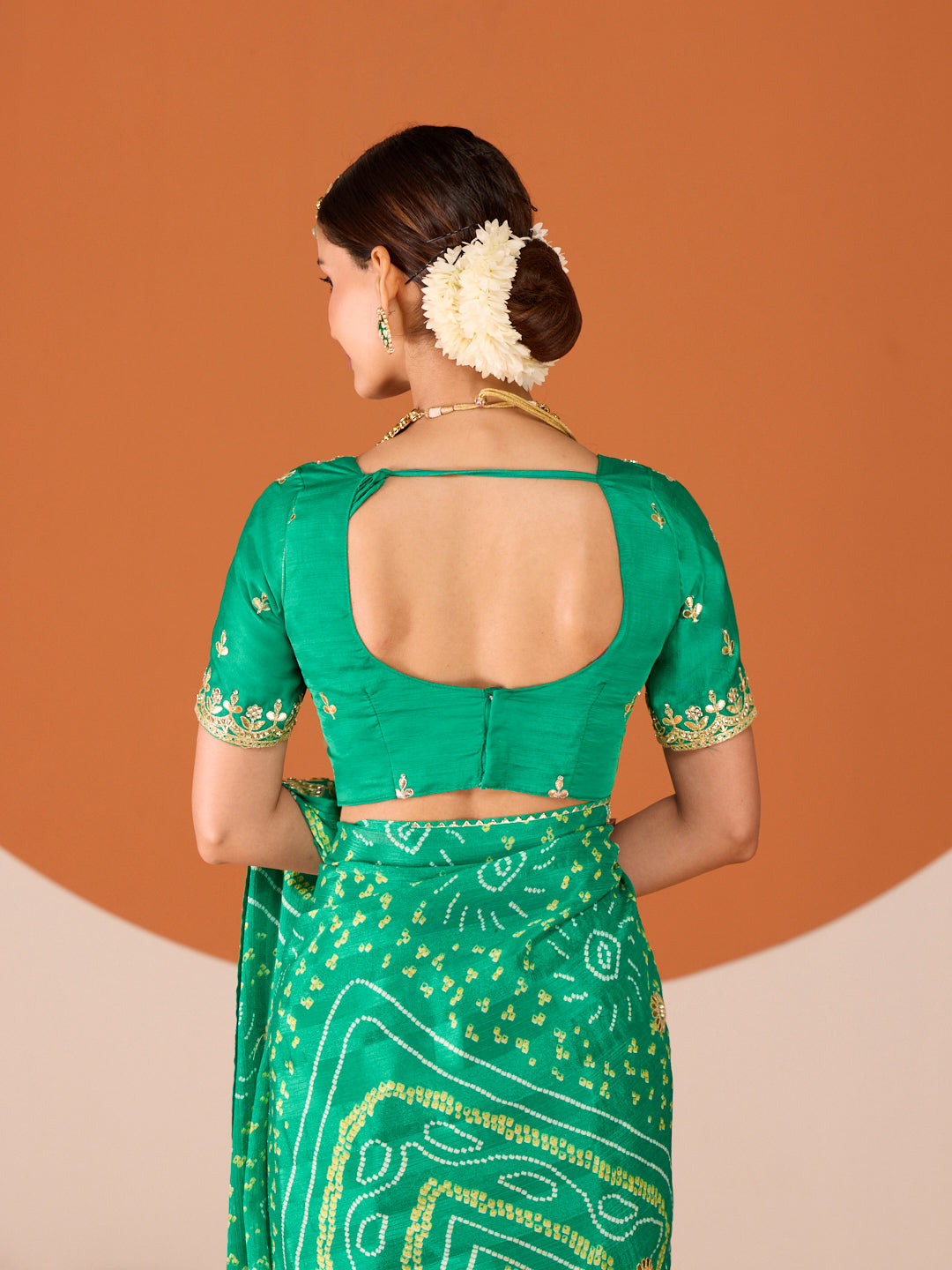 Laxmipati Ruchi Green Chiffon Embroidered Saree