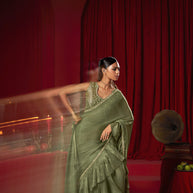 Green Ready To Wear Saree