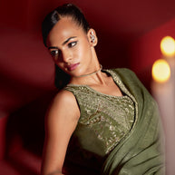 Green Pre Stitched Saree