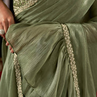 Green Pre Draped Saree