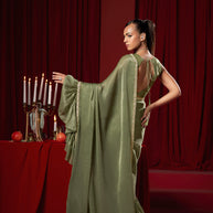 Green Saree With Fancy Blouse Design