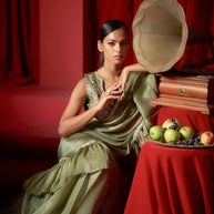 Green Saree With Fancy Blouse Design