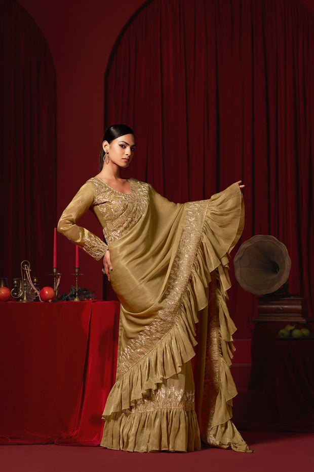 Buy Golden Saree Online