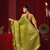 Green Party Wear Rtw Saree