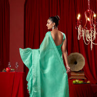 Green Saree With Sequin Blouse