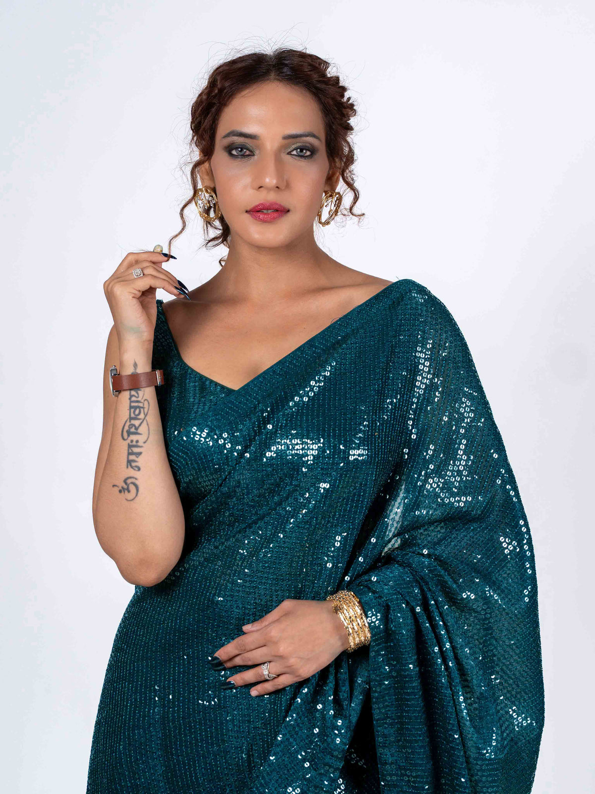 Laxmipati Ready to Wear Blue Georgette Embroidered Saree