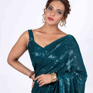 Laxmipati Ready to Wear Blue Georgette Embroidered Saree