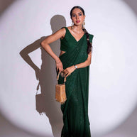 Laxmipati Ready to Wear Green Georgette Embroidered Saree