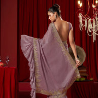 Purple Pre Draped Saree