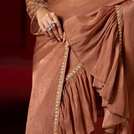 Brown Wedding Wear Designer Saree