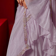 Laxmipati Ready to Wear Lilac Embroidered Georgette Saree