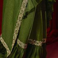 Green Pre Stitched Saree With Blouse