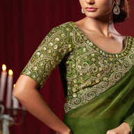 Green Ready To Wear Saree