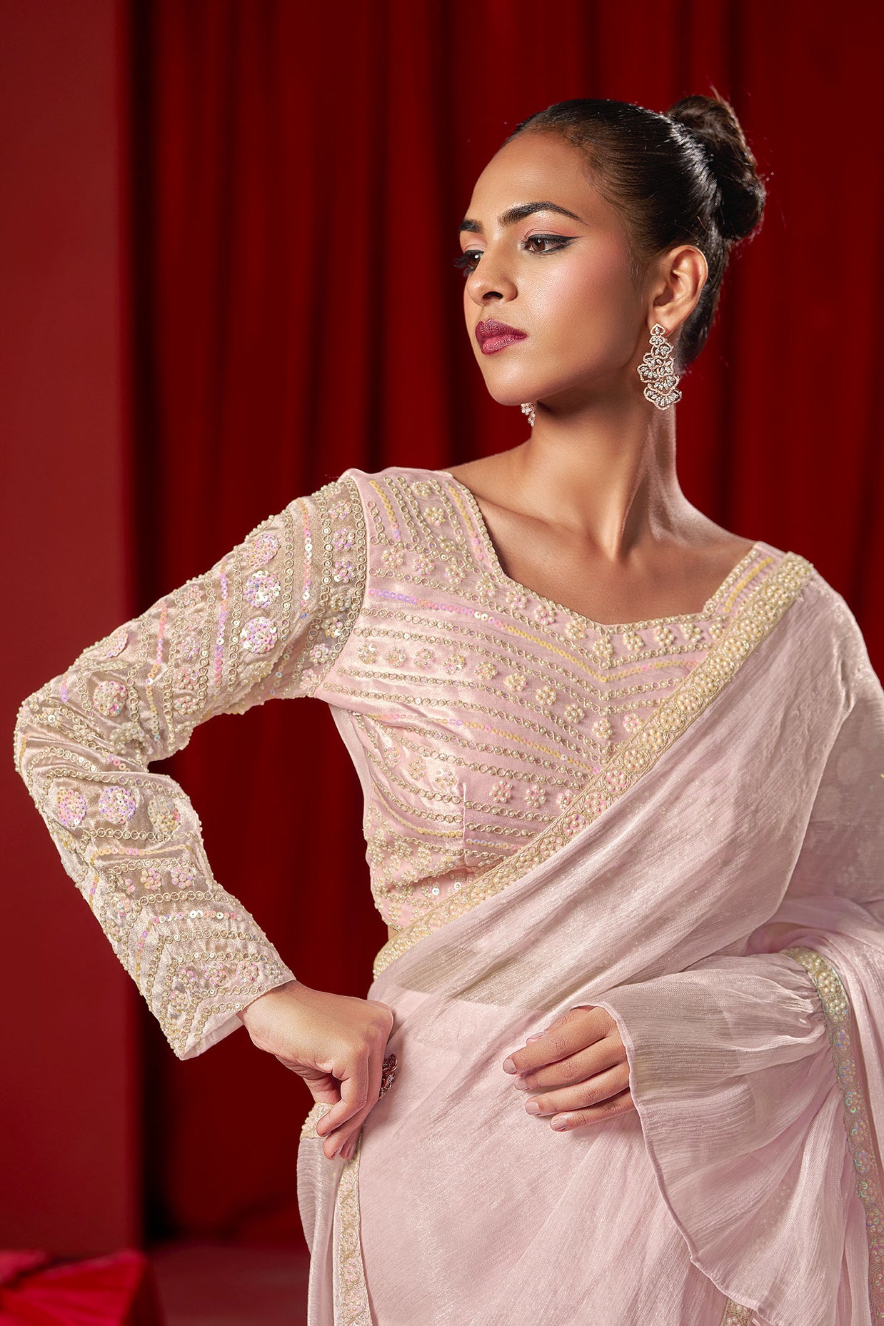 Pink Party Wear Saree