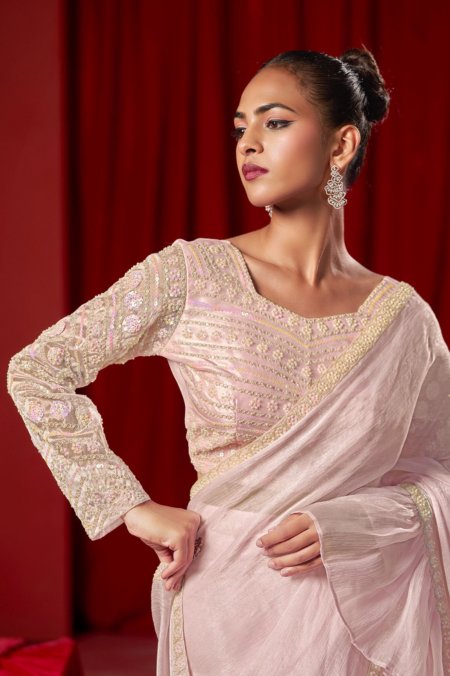 Pink Party Wear Saree