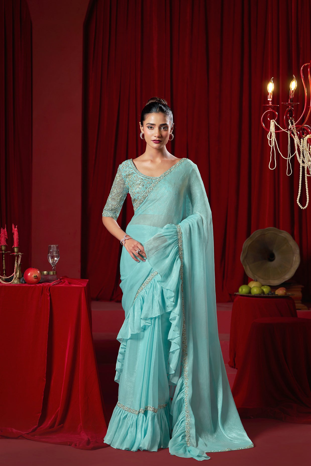 Buy Blue Ready To Wear Saree In India