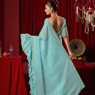 Blue Party Wear Pre Draped Saree