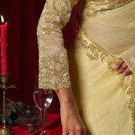 Yellow Fancy Blouse Saree