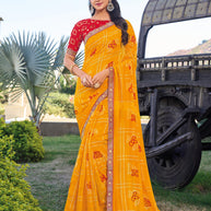 Mustard Chiffon Saree – Ethnic, Comfortable & Versatile - Rang Panchami