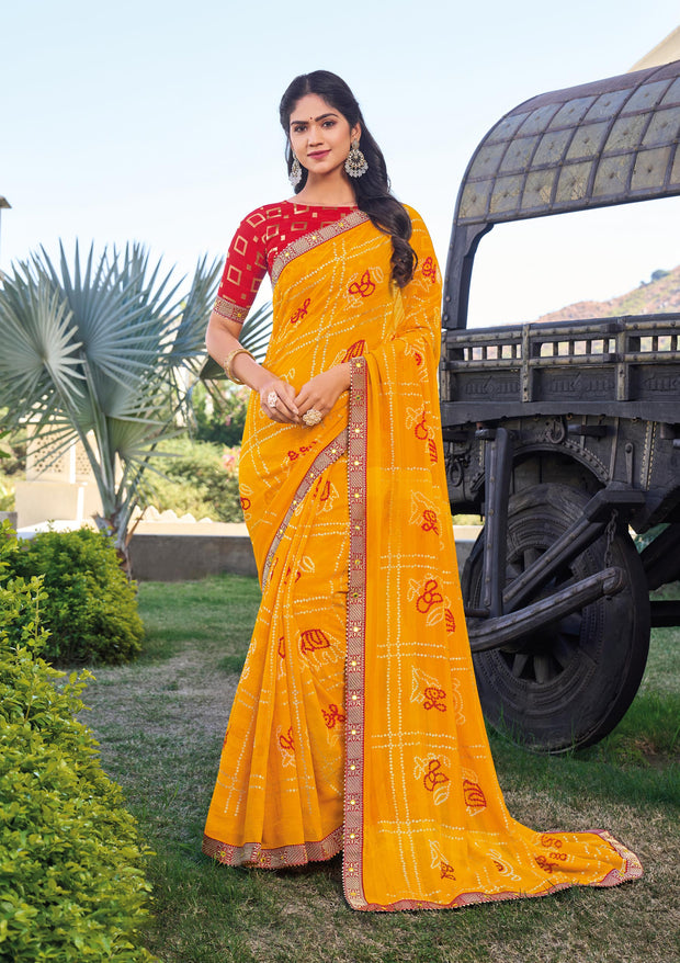 Mustard Chiffon Saree – Ethnic, Comfortable & Versatile - Rang Panchami