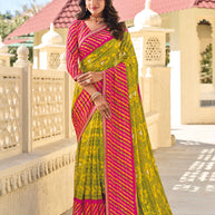 Multicolor Floral Print Chiffon Saree – Soft, Flowing & Stylish- Rang Panchami