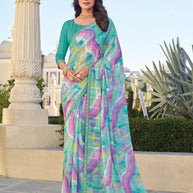 Multicolor Abstract Print Georgette Saree – Soft, Flowing & Stylish - Rang Panchami