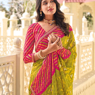 Multicolor Floral Print Chiffon Saree – Soft, Flowing & Stylish- Rang Panchami