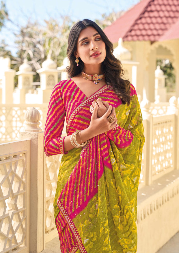 Multicolor Floral Print Chiffon Saree – Soft, Flowing & Stylish- Rang Panchami