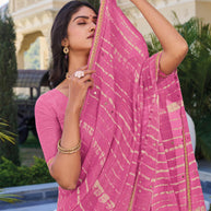 Pink Chiffon Printed Saree – Elegant, Lightweight & Graceful Drape - Rang Panchami