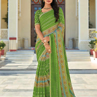 Green Chiffon Butti Printed Saree – Soft, Flowing & Stylish Look - Rang Panchami