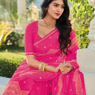 Pink Chiffon Saree – Lightweight, Flowing & Stylish Drape- Rang Panchami