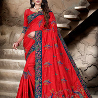 Laxmipati Red Art Silk Embroidered Saree
