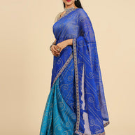 Laxmipati S-1243 Poly Chiffon Firozi & Blue Saree
