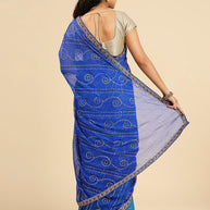Laxmipati S-1243 Poly Chiffon Firozi & Blue Saree