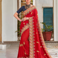 Laxmipati Jugnoo Silk Red Saree