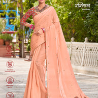 Laxmipati Glass Tissue Peach Saree