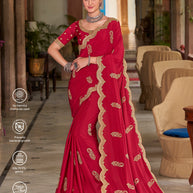 Laxmipati Silk Crape Maroon Saree