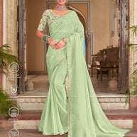 Laxmipati Chiffon Pista Green Saree