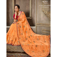 Laxmipati Blue Berry S-1452 Chiffon Mustard Saree