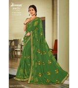 Laxmipati Akhrot S-1504 Chiffon Green Saree