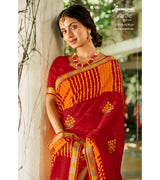 Laxmipati Akhrot S-1505 Chiffon Red Saree