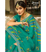 Laxmipati Akhrot S-1509 Chiffon Rama Green Saree