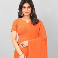 Laxmipati S-1511 Marble Chiffon Orange Saree