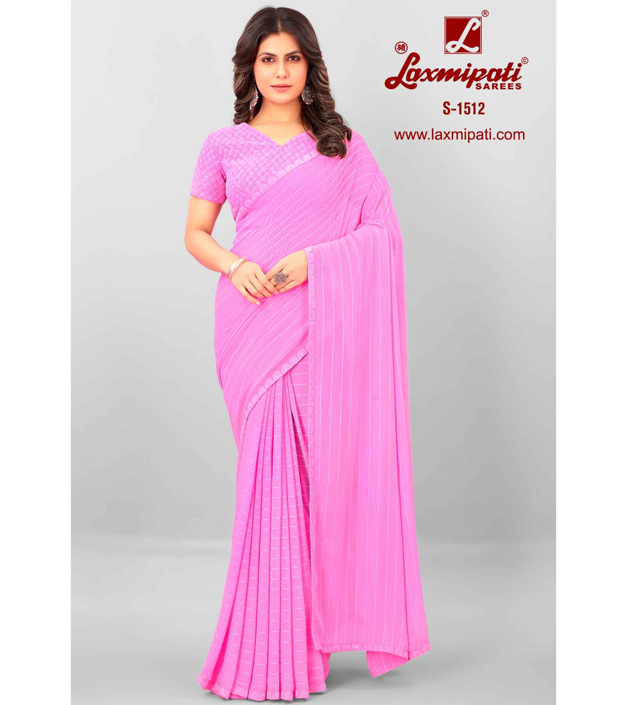 Laxmipati S-1512 Georgette Baby Pink Saree