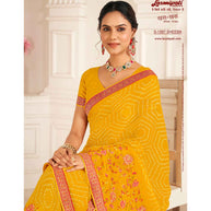 Laxmipati Khas-Khas S-1567 Chiffon Yellow Saree