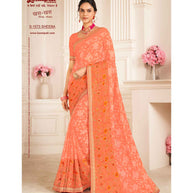 Laxmipati Khas-Khas S-1573 Chiffon Light Orange Saree