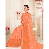 Laxmipati Khas-Khas S-1573 Chiffon Light Orange Saree