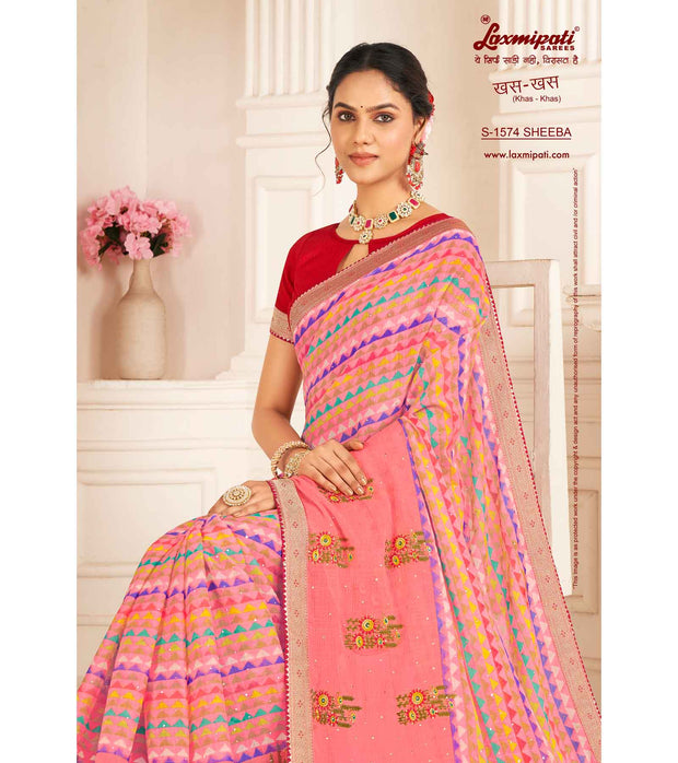 Laxmipati Khas-Khas S-1574 Chiffon Multicolor Saree