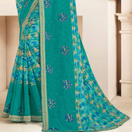 Laxmipati Khas-Khas S-1577 Chiffon Blue Saree