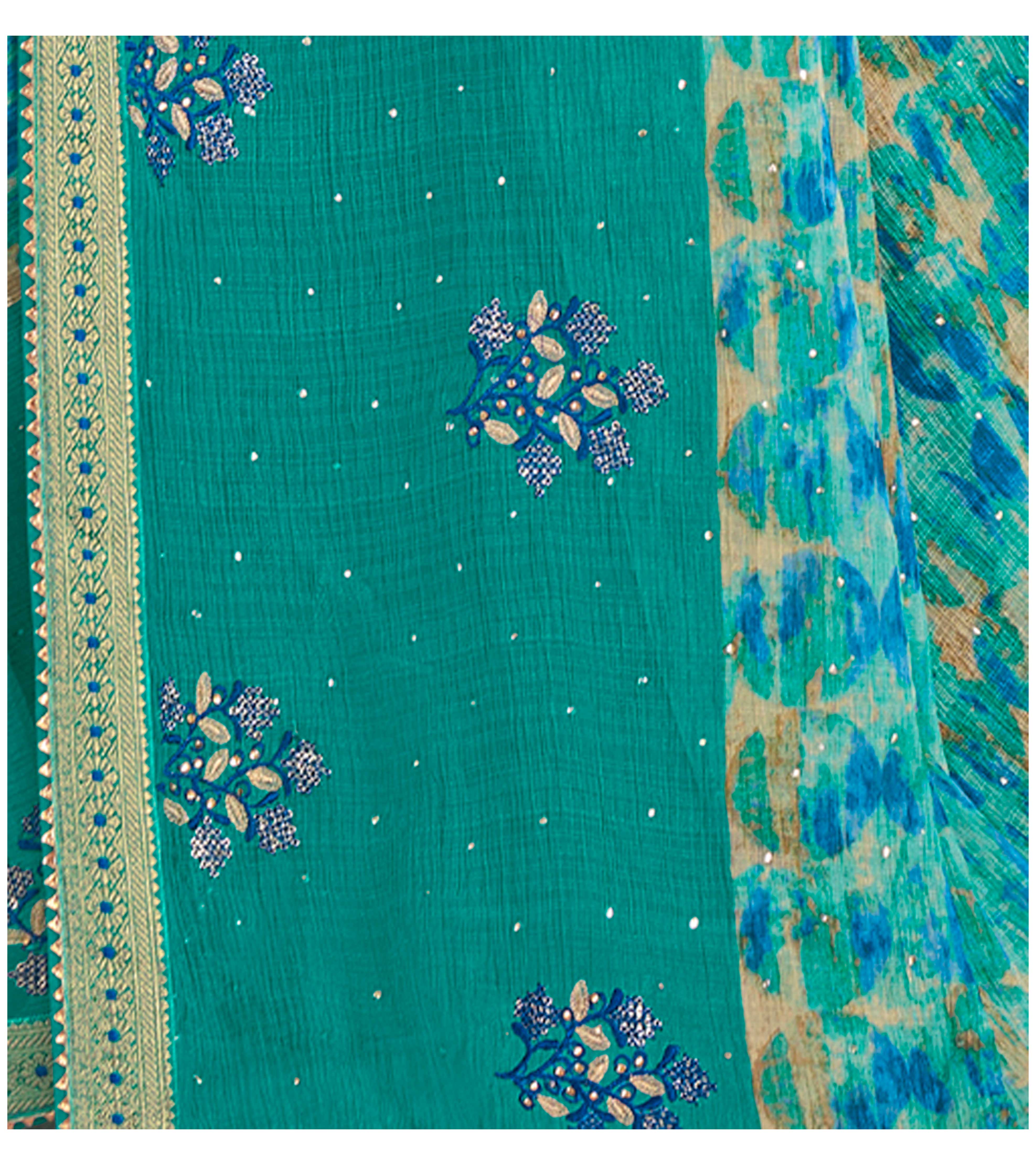 Laxmipati Khas-Khas S-1577 Chiffon Blue Saree